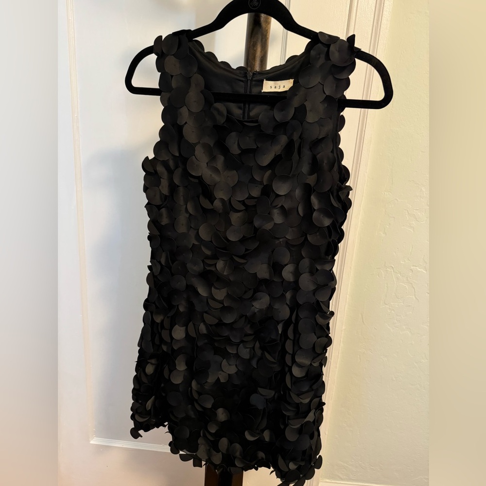 Saja Black Silk Disc Mini Dress XS